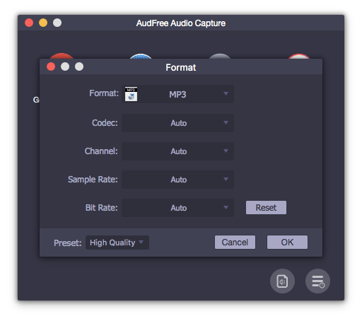 ausgabeformat als mp3 festlegen