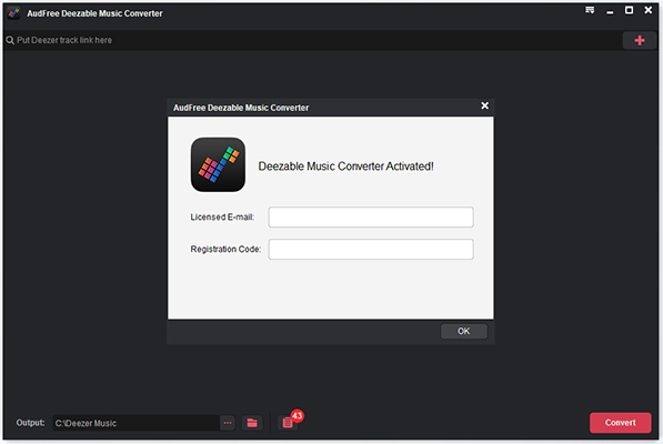 registrieren audfree deezer music converter