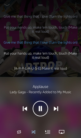 text auf der amazon music app für handy anzeigen