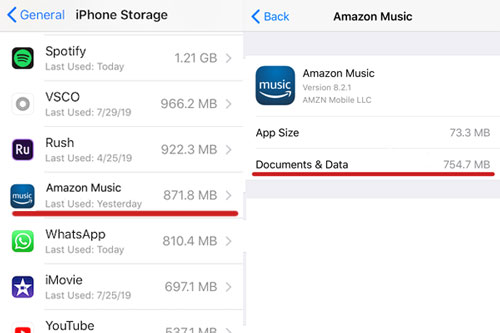 amazon music app cache auf dem iphone löschen