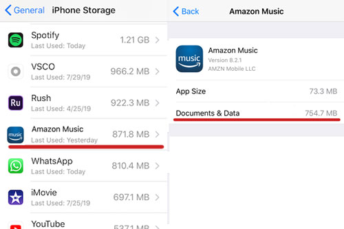 amazon music app cache auf dem iphone löschen