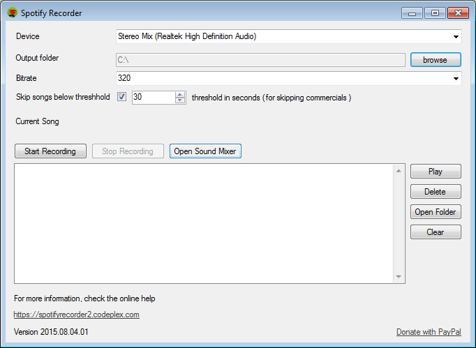 codeplex spotify recorder