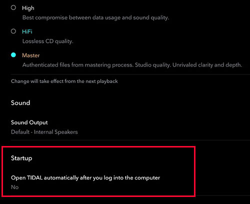 tidal autostart in der tidal app deaktivieren