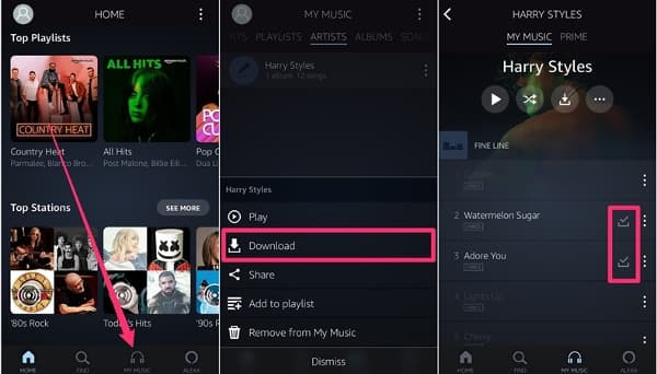 gekaufte musik von amazon per app herunterladen