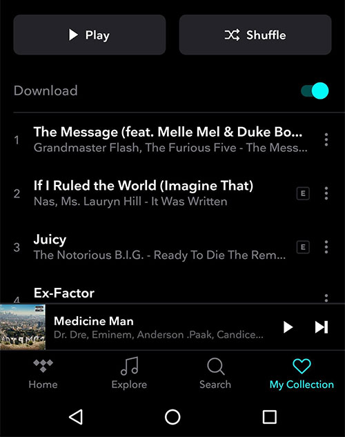 tidal playlist auf mobiltelefone herunterladen