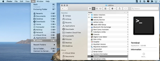 terminal auf macos catalina