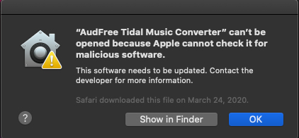 kann audfree auf macos catalina nicht öffnen