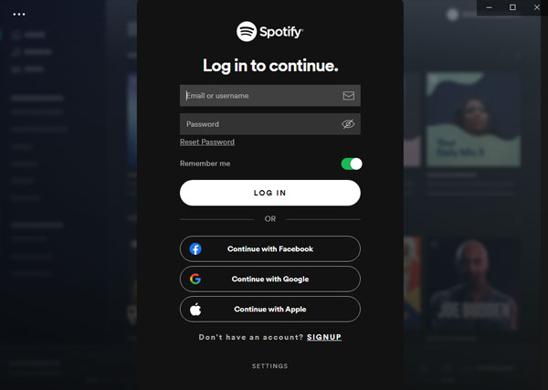 bei spotify free tiral account auf computer anmelden