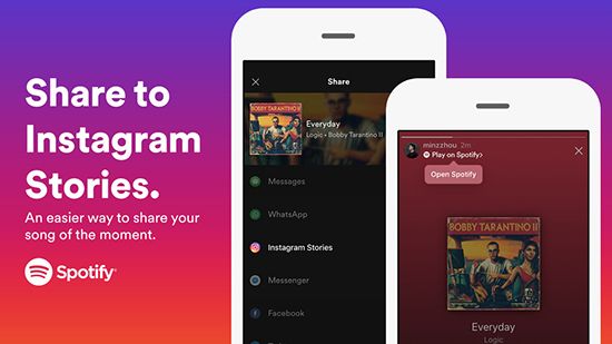 spotify auf instagram stories teilen und hinzufügen