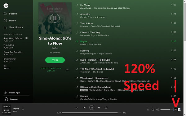 ändern der spotify wiedergabegeschwindigkeit über spotify playback speed access