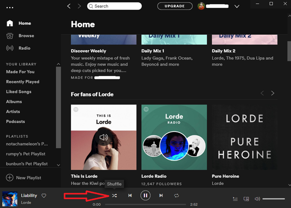 spotify shuffle button