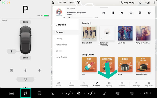 spotify auf tesla mit premium abspielen