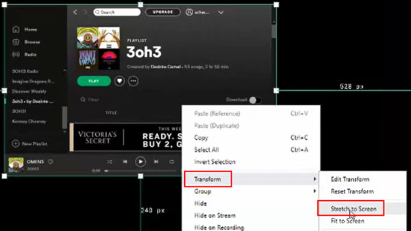 transform spotify window