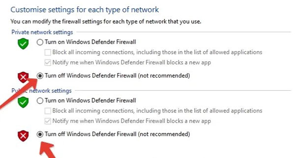 ausschalten der windows firewall