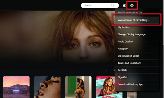 amazon music einstellungen im webbrowser pc