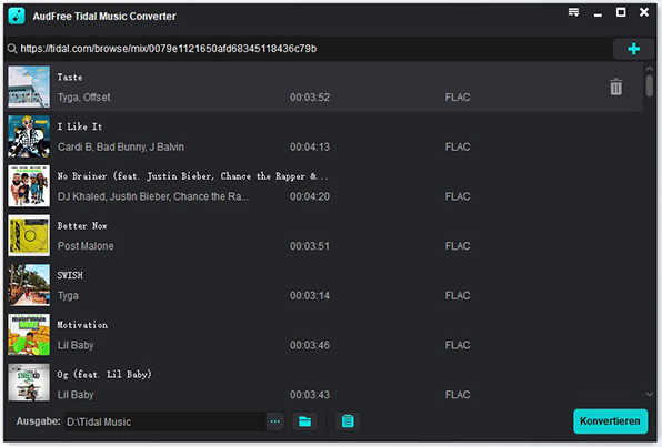 add tidal songs to audfree tidal music converter